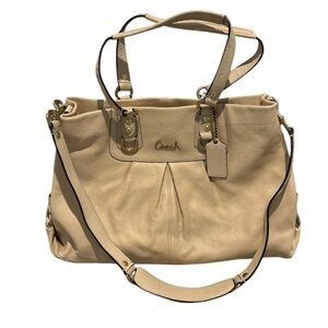 Coach Ashley Satchel Cream Leather Tote Bag